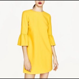 Zara ruffle sleeve yellow dress